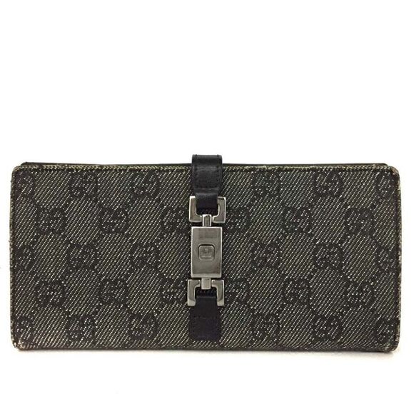 GUCCI Jackie GG Logo Canvas Leather Long Bifold Wallet/6W0239 - Picture 1 of 8